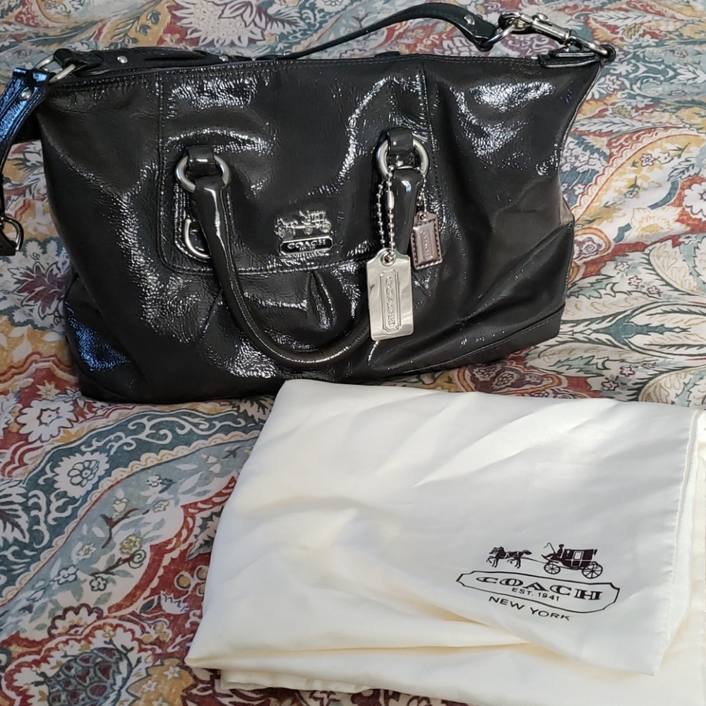 Coach Gray Patent Leather Handbag